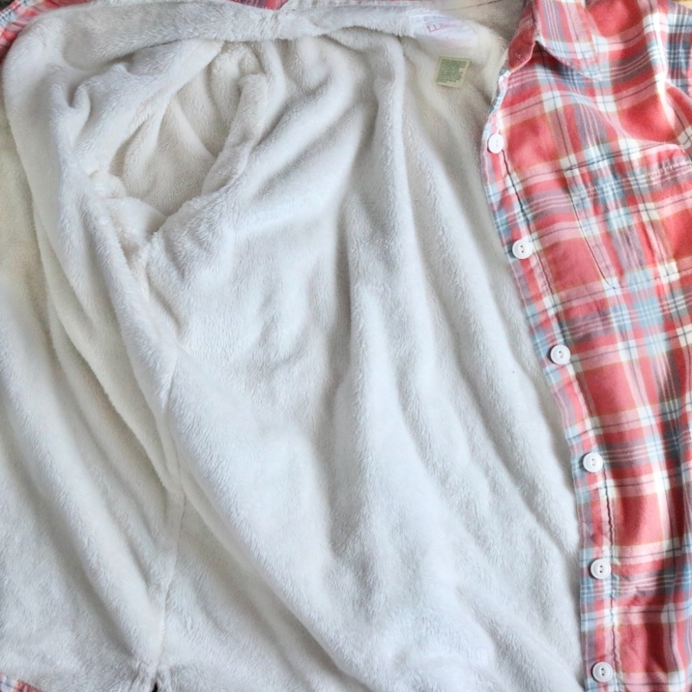 L.L.Bean Red Plaid Sherpa-Lined Button Up Shirt - image 7